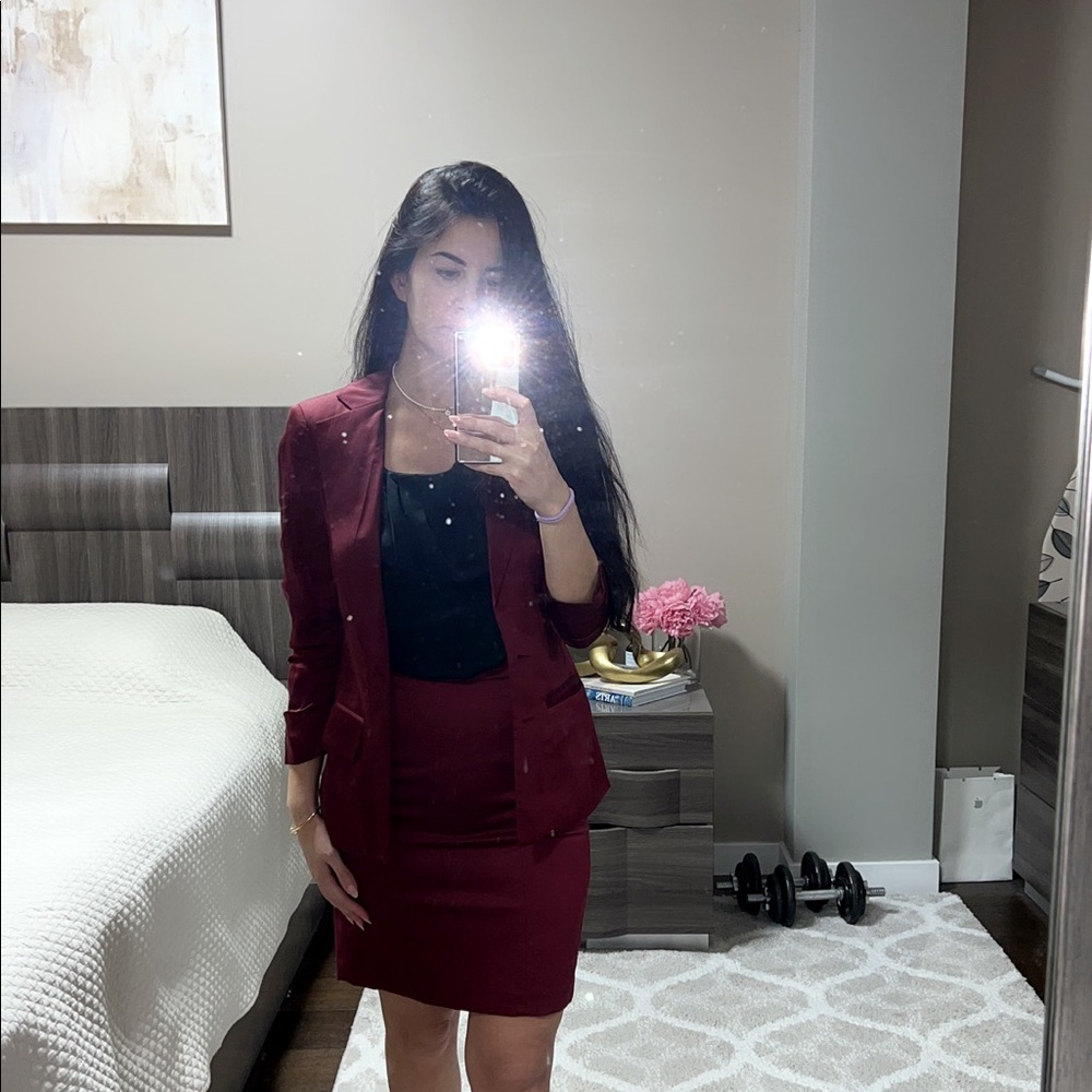 Bebe satin skirt suit